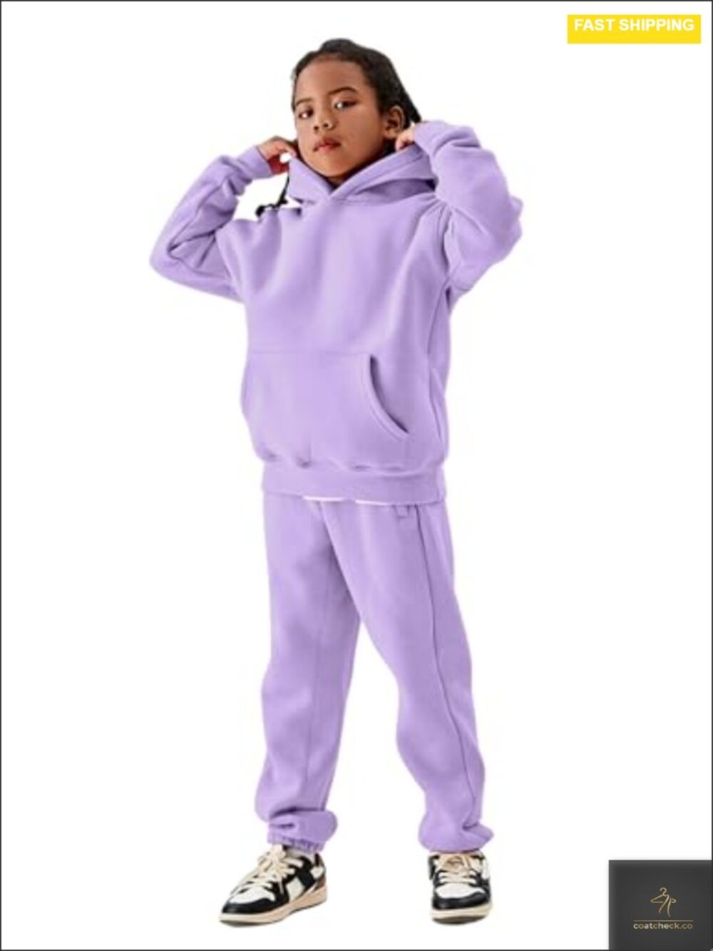 Kids Fleece Hoodie & Sweatpants Set Oversized 2 Piece Outfit Fall Winter
